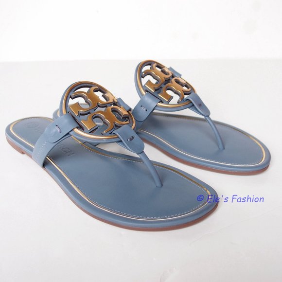 ❤️ New Tory Burch Metal Miller Leather Sandal BLUE US 8 9 9.5 AUTHENTIC - Picture 11 of 16